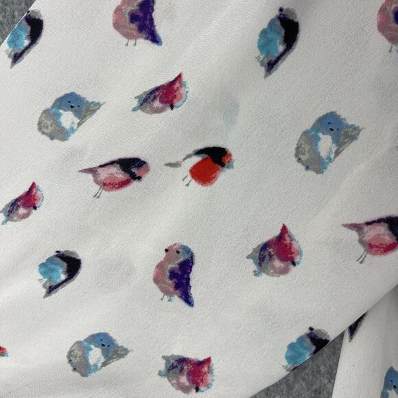 Rose Olive Tunic Top Woman 2X Bird Print 3/4 Sleeve Lightweight Pintuck Artsy - Picture 5 of 14